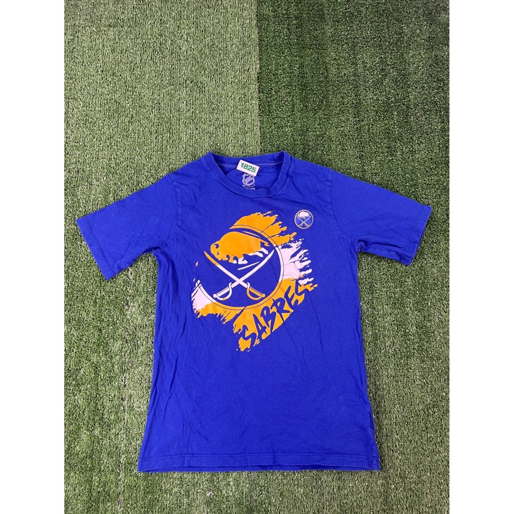 NHL Buffalo Sabres Youth Blue Graphic T-Shirt Size L 14/16 Hockey Fan Tee